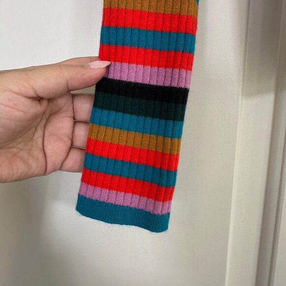 Multicolored Striped Ribbed Cropped Pullover Crewneck Long Sleeve - Medium - Picture 7 of 8